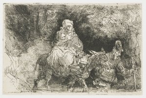 La fuite en Égypte traversant un ruisseau