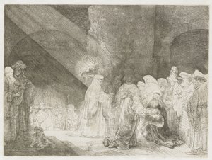 La présentation au temple : estampe de forme oblongue - Rembrandt van Rijn