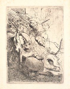 La petite chasse au lion (avec un lion) - Rembrandt van Rijn