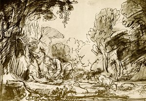 Tobie éviscérant le poisson - Rembrandt van Rijn