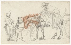 Deux chevaux à un relais - Rembrandt van Rijn
