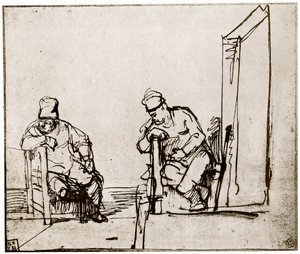 Deux Hommes Assis à une Porte, 1913 - Rembrandt van Rijn