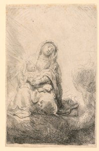 Vierge et enfant dans les nuages - Rembrandt van Rijn