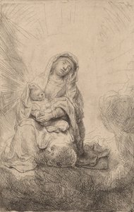 Vierge et enfant dans les nuages, 1641 - Rembrandt van Rijn