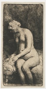 Femme se baignant les pieds dans un ruisseau - Rembrandt van Rijn
