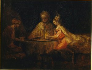 Assuérus, Haman et Esther - Rembrandt van Rijn