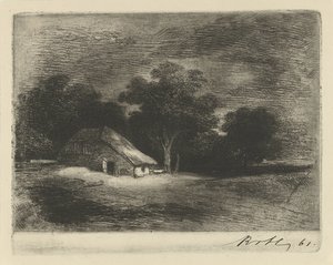 Ferme près des arbres