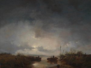 Pêcheurs dans une nuit de lune