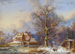 Village en hiver - Remigius Adrianus Haanen