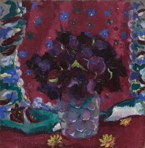Pensées bleues dans un verre