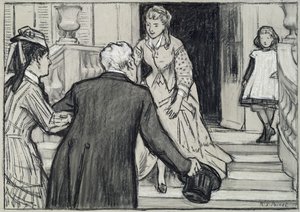La visite, illustration de La Jeune Fille Bien Élevée par René Boylesve - René François Xavier Prinet