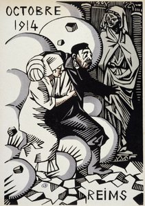 Octobre 1914, Reims - dessin par Herman Paul - dans "Calendrier de la guerre" éd. 1916 - Rene George Hermann Paul
