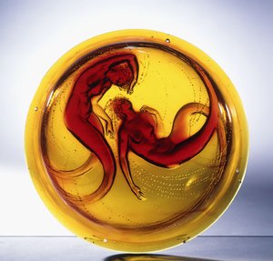 Deux Sirènes; un lustre en verre moulé extrêmement rare - Rene Jules Lalique