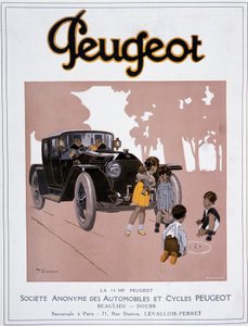 Publicité de Peugeot «La 14 HP Peugeot» dans «Comoedia illustrious» du 20 décembre - Rene Vincent