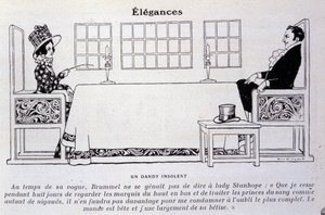 Représentation de George Bryan Brummel connu sous le nom de Beau Brummel (1778 - 1840), le roi des dandys. Illustration de René Vincent. 19ème siècle