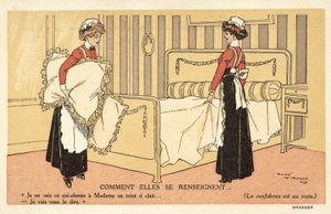 Deux servantes changeant les draps - Rene Vincent