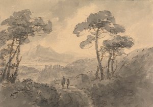 Paysage de montagne avec deux figures sur une route sinueuse - Rev. William Gilpin