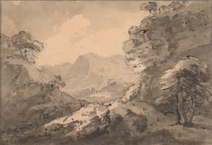 Paysage montagneux avec rocher à droite - Rev. William Gilpin
