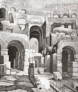 Intérieur du Colisée, Rome, Italie depuis les fouilles de 1874. De Italian Pictures par le Rév. Samuel Manning, publié vers 1890. - Reverend Samuel Manning