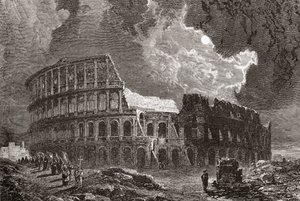 Le Colisée, Rome, Italie au clair de lune, à la fin du 19e siècle. De Italian Pictures par Rev. Samuel Manning, publié vers 1890 - Reverend Samuel Manning