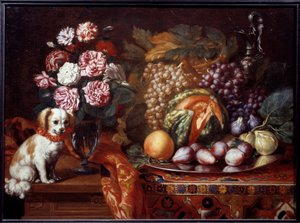 Nature morte avec épagneul nain - Reynaud Levieux
