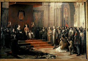 Colomb avec les Rois Catholiques (Isabelle et Fernando) de... - Ricardo Balaca y Canseco