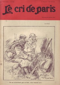 Illustration de Ricardo Flores (1878-1918) pour la couverture de Le Cri de Paris, 20/02/16 - Là-bas « Ils ne crieraient pas si fort s
