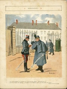 Illustration de Ricardo Flores (1878-1918) dans Le Lire, 23/04/10 - Explication - Armée, Casernes - Ricardo Flores