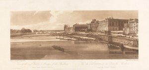 Vue du Louvre et du Pont des Tuileries, prise du Pont Neuf. 1802; Planche 2 de Vues de Paris, le Volume Emanuel Tracé de la planche, B1981.25.2613 - Richard Banks Harraden