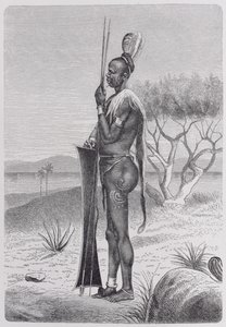 Un Shuli tatoué avec ses armes, de 
