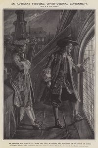 Un autocrate étudiant le gouvernement constitutionnel (lithographie) - Richard Caton II (after) Woodville
