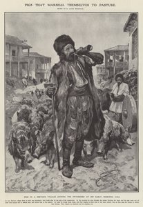 Cochons se dirigeant vers le pâturage (litho) - Richard Caton II (after) Woodville