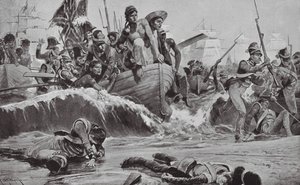 Les troupes britanniques forcent un débarquement à la baie d