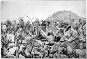 Charge des 5e lanciers à Elandslaagte, 2e guerre des Boers, 21 novembre 1899 - Richard Caton II Woodville