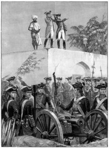 Clive sur le toit du pavillon de chasse du Nawab Siraj Ud Daulah, Inde, 1757, 1893 - Richard Caton II Woodville