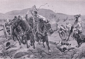 Artillerie de campagne entrant en action (litho) - Richard Caton II Woodville