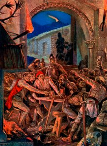 Le dernier festin des hommes de Robert De Comines à Durham, 1069, vers 1920 - Richard Caton II Woodville