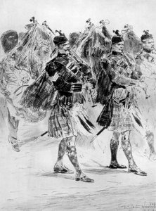 Au son des cornemuses, la lamentation des soldats des Highlands, 1910 - Richard Caton II Woodville