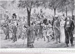 Les forces britanniques marchant dans Le Cap, illustration de 