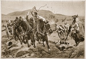 Artillerie de campagne entrant en action, illustration de 