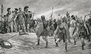 Vespasien sauvé par son fils Titus, illustration de 