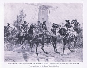 Blenheim, 13 août 1704 : La reddition du maréchal Tallard sur les rives du Danube, illustration de British Battles on Land and Sea, 1915 - Richard Caton Woodville junior