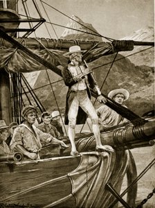 Le capitaine Cook approchant de la Nouvelle-Zélande, illustration de 