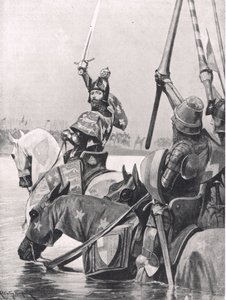 Édouard III traversant la Somme avant la bataille de Crécy, illustration de 