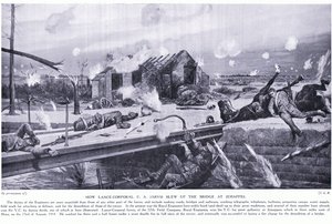 Comment le caporal C A Jarvis a fait sauter un pont à Jemappes près de Mons et a remporté la VC, août 1914 - Richard Caton Woodville junior