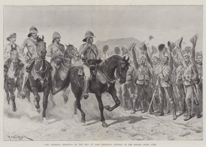 Réception de Lord Roberts par les hommes de la division de Lord Methuen au camp de la rivière Modder