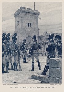 Pitt formant la milice au château de Walmer en 1803