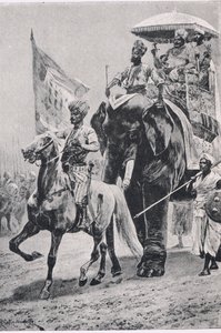 Suraj-ud-Daula à Plessey, 23 juin 1757, illustration de British Battles on Land and Sea, 1915