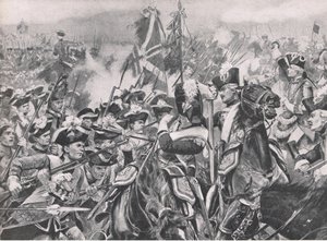La bataille de Minden, 1er août 1759, illustration de British Battles on Land and Sea, 1915