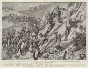 Le déblaiement de la crête de Saran, les hommes du régiment de Northamptonshire héliographiant pour obtenir de l